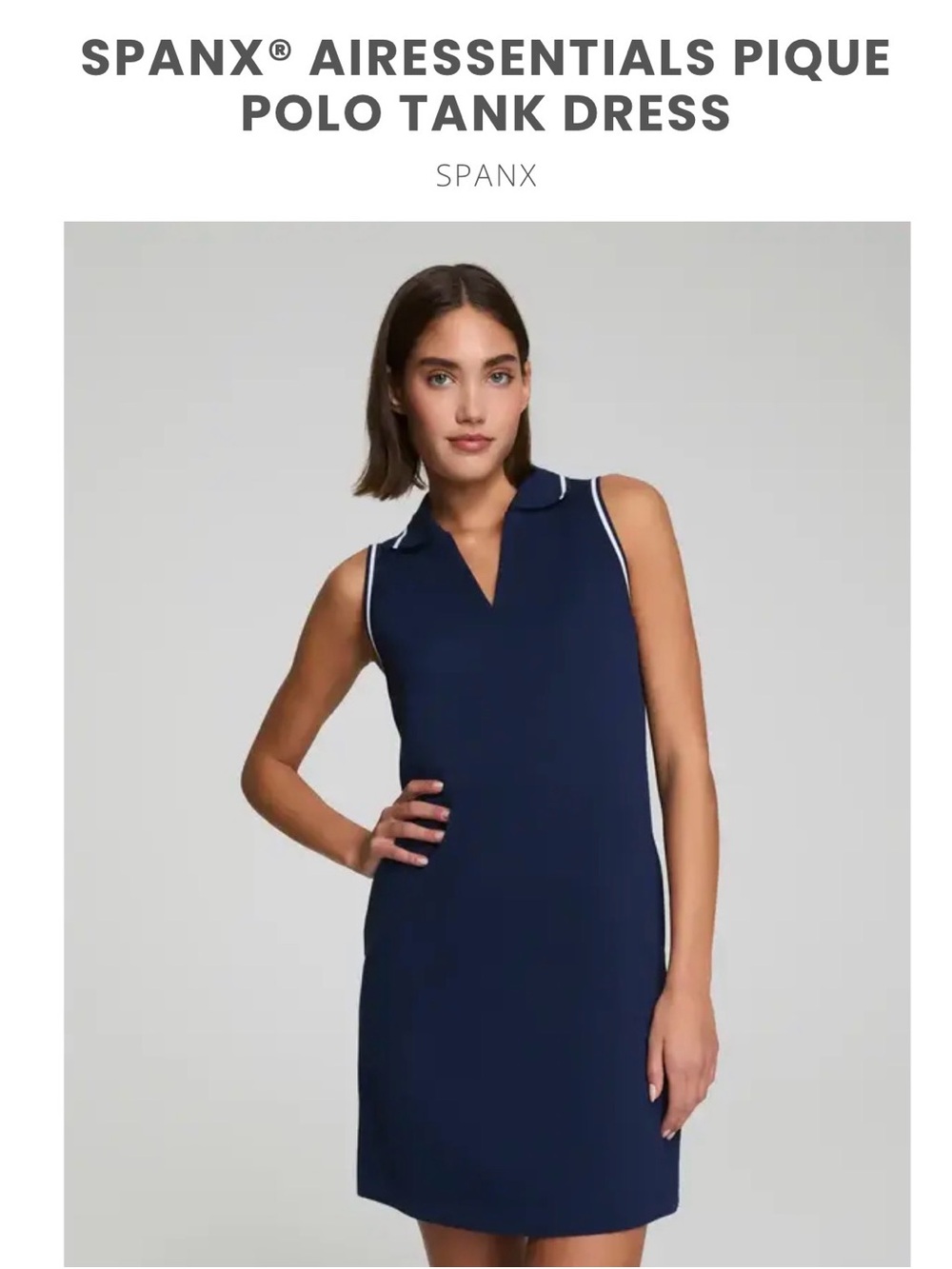 NWT SPANX Go anywhere Essentials Air Pique Sleeveless Polo Tank Dress in Navy